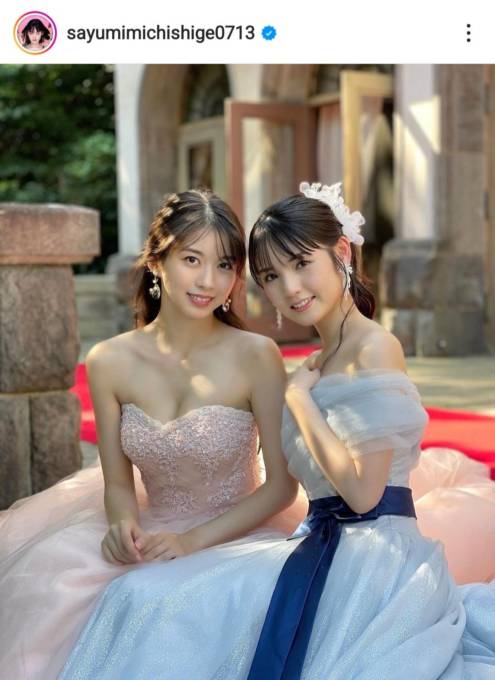 「美しさ、国宝級」道重さゆみ、モー娘。牧野真莉愛との華やかなドレスSHOTにファンうっとり「最強美女コンビ」