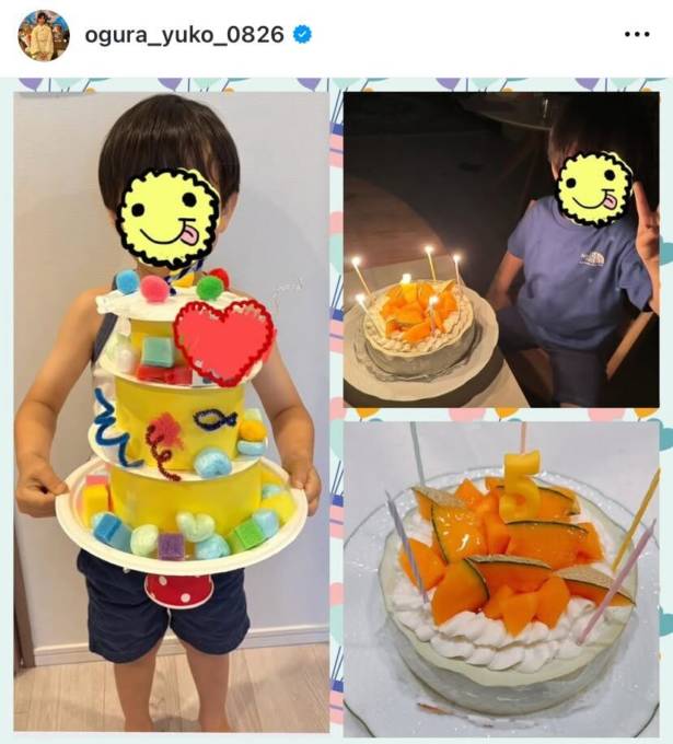 小倉優子、“おしゃべりで社交的”三男の5歳バースデーSHOTを公開「ハグしては泣いて…」