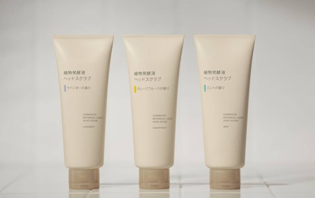 無印良品、シャンプー前に使用する頭皮用アイテム「植物発酵液 ヘッドスクラブ」3種を新発売サムネイル画像!