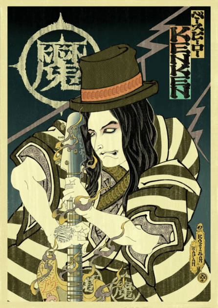 RIZEのベーシスト・KenKenをモチーフにした浮世絵作品