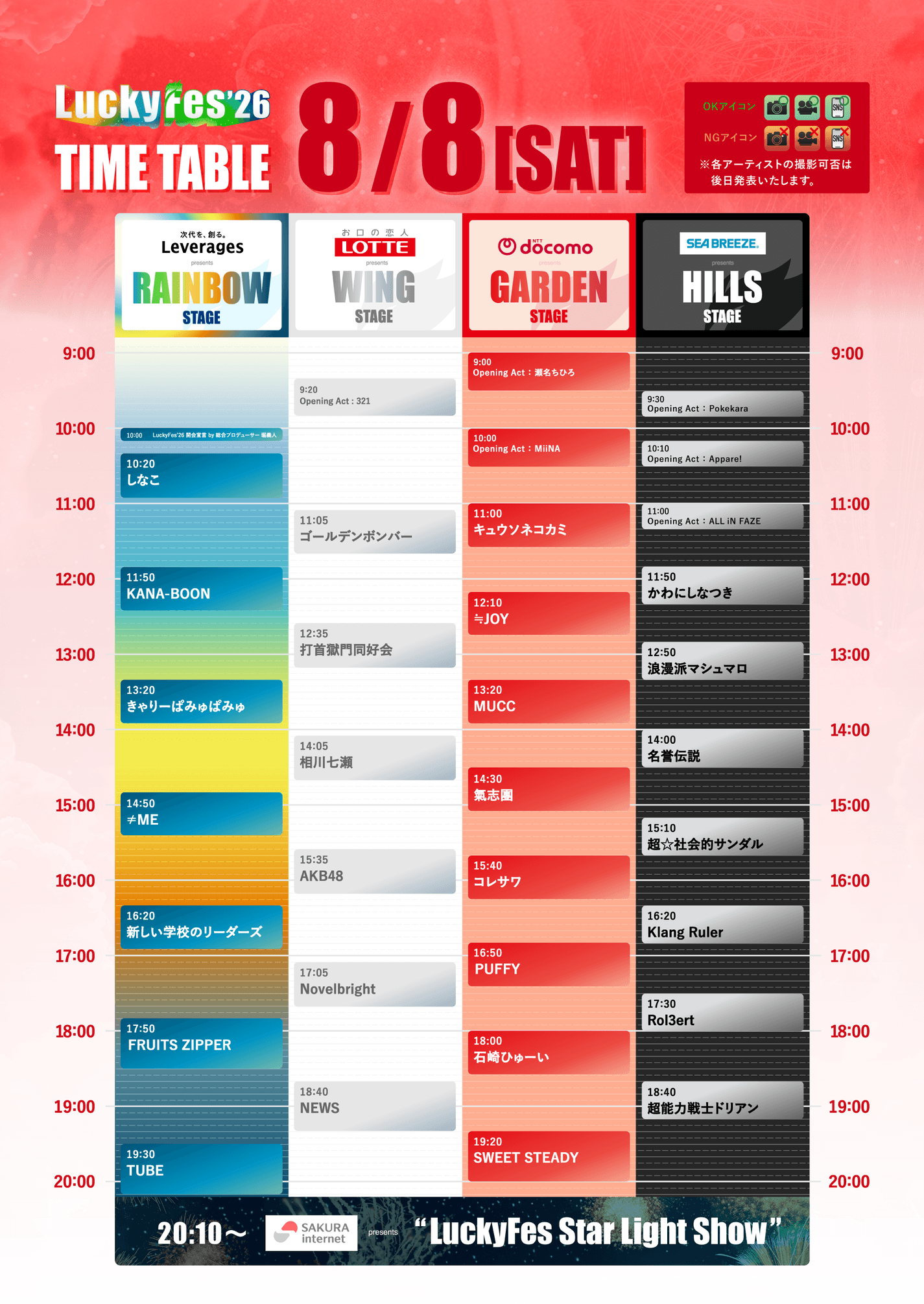 『LuckyFes’26』タイムテーブルを発表。しなこから始まりTUBE、BABYMETAL、FLOWを経て湘南乃風でフィナーレ