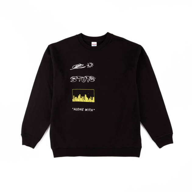  ”Alone with” STUTSクルーネックスウェット（BLACK）FRONT